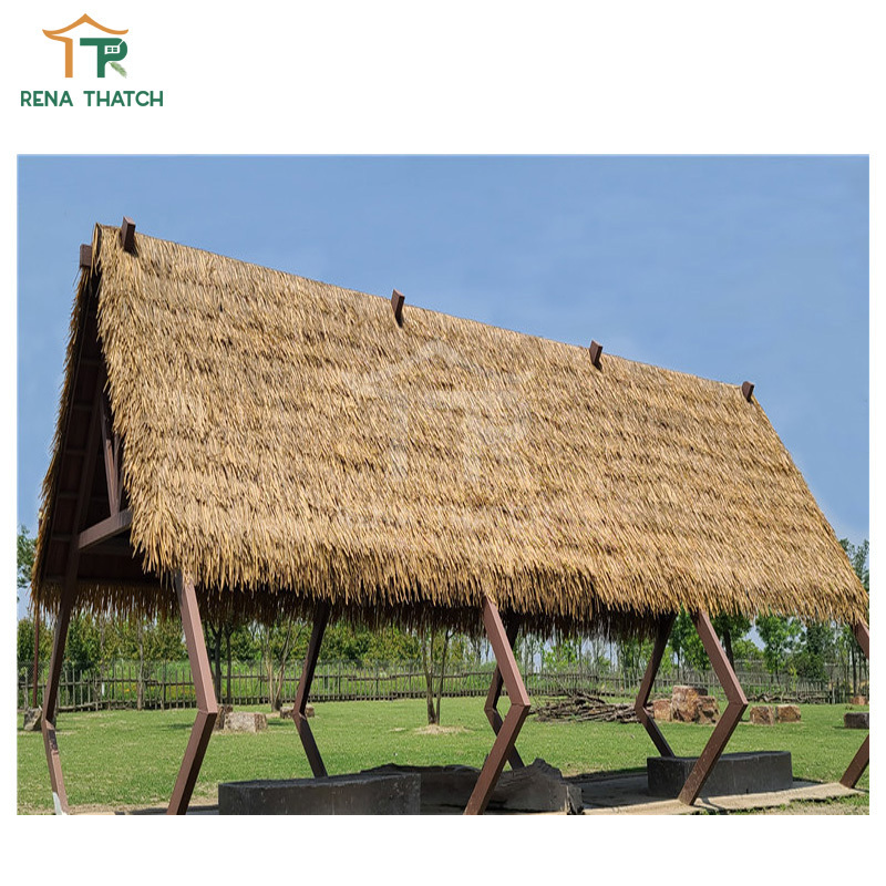 Outdoor popular durable grass thatch roof gazebo synthetic palm thatch cover for Korean roof