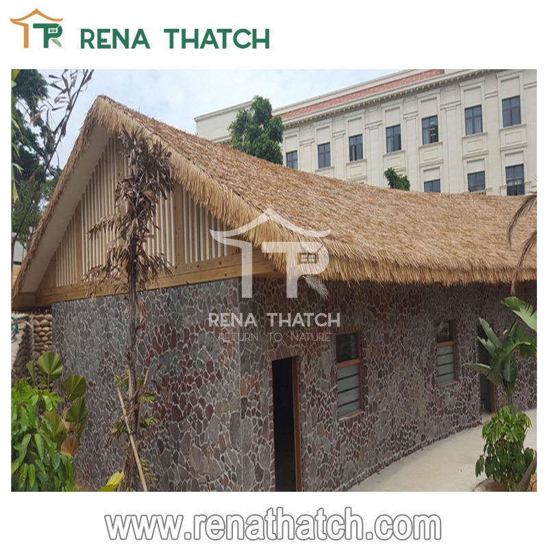 Weather Resistant Bali tiki thatch roof umbrella fireproof synthetic palm thatch roof tiles price