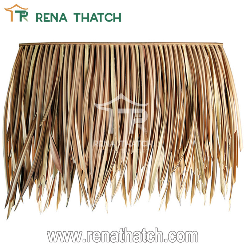 Natural looking Tiki bar plastic straw thatch roof tile thatch roll fireproof synthetic straw HDPE palm reed panel