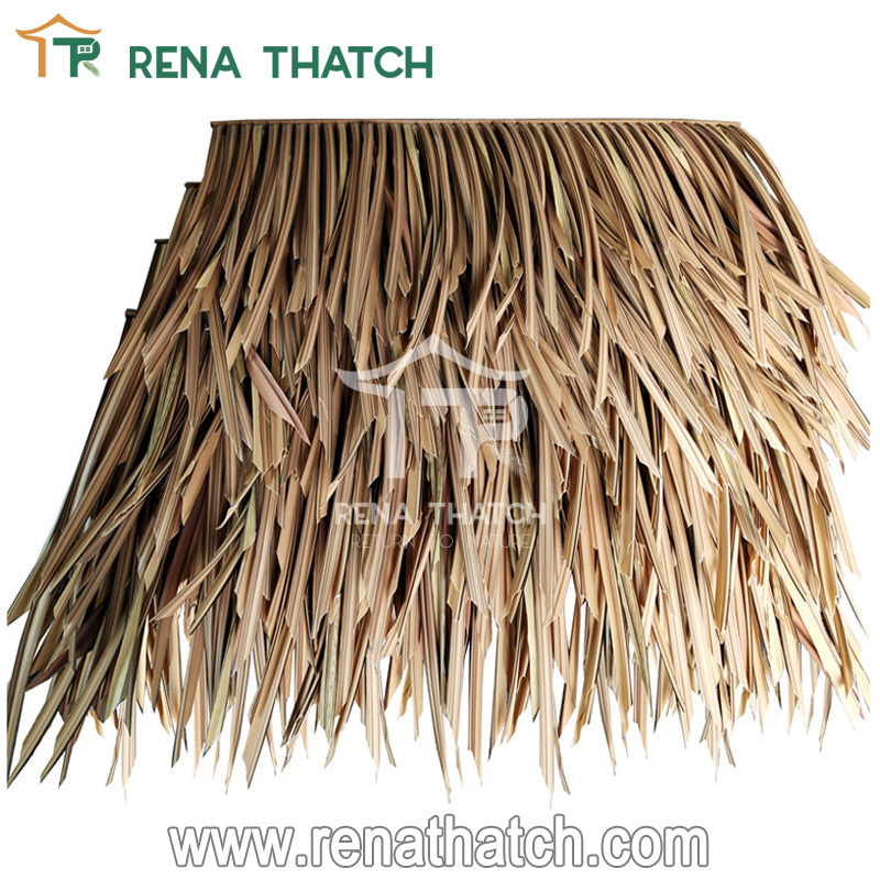 Natural looking Tiki bar plastic straw thatch roof tile thatch roll fireproof synthetic straw HDPE palm reed panel