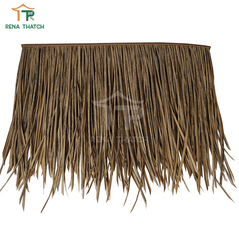 Natural looking Tiki bar plastic straw thatch roof tile thatch roll fireproof synthetic straw HDPE palm reed panel