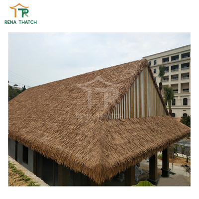 Cheap Anti-UV waterproof plastic synthetic palm thatch roofing house thatch gazebo tiki bar