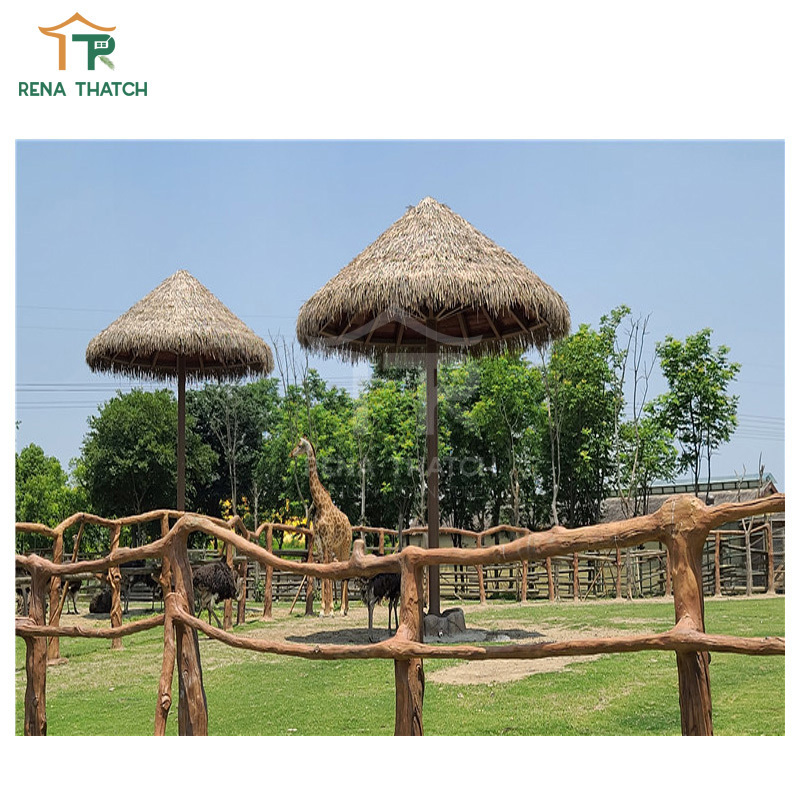 Plastic simulated artificial thatch roof gazebo for resort park synthetic thatch roof with fire resistance