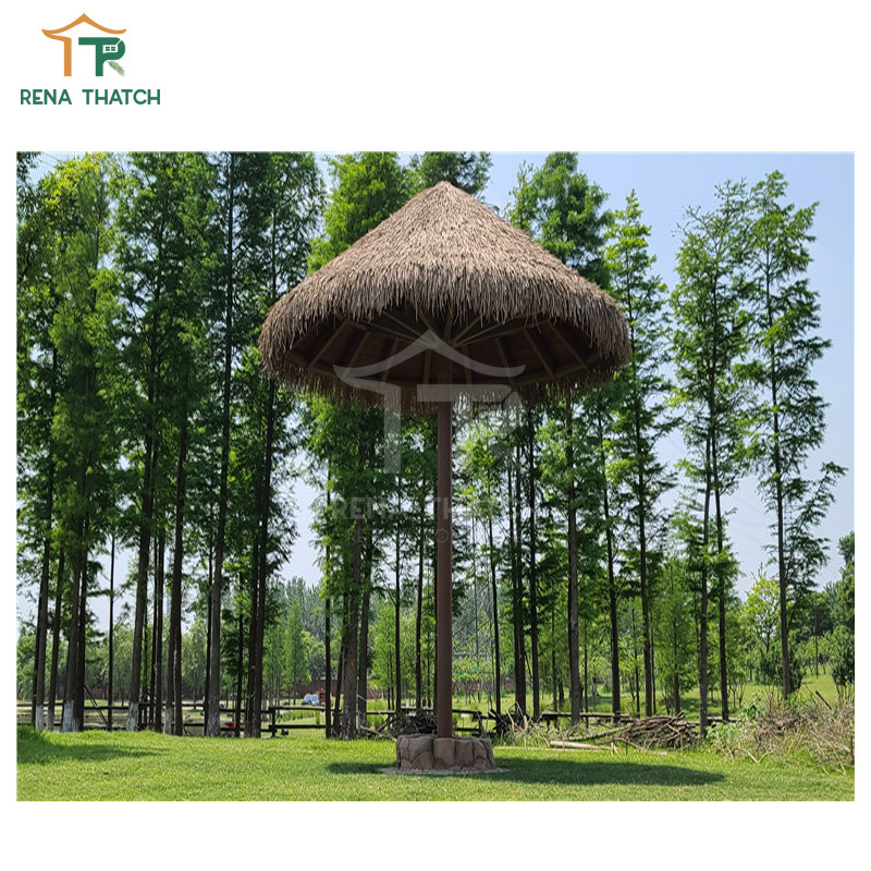 Plastic simulated artificial thatch roof gazebo for resort park synthetic thatch roof with fire resistance