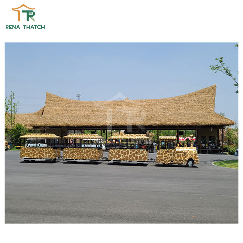 Plastic simulated artificial thatch roof gazebo for resort park synthetic thatch roof with fire resistance