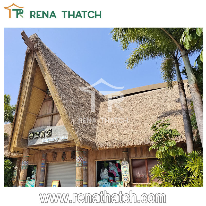 Artificial Bali synthetic thatch roof tiki hut bar thatch umbrella for beach restaurant zoo resort