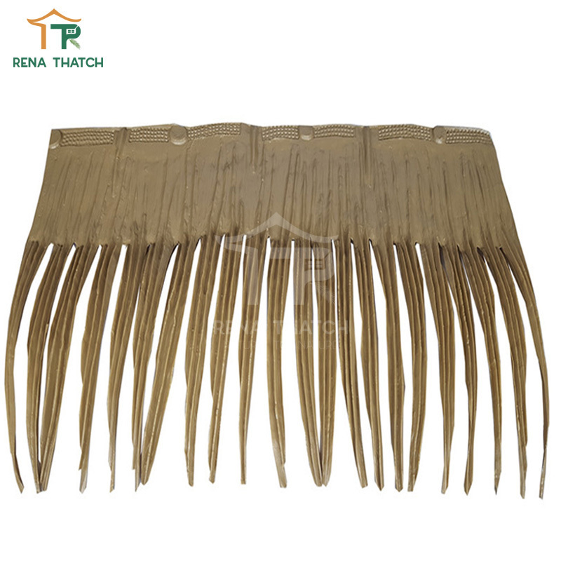 Simulated emulated artificial plastic artificial palm thatch panel roof tiles synthetic faux thatch fiber palm leaf