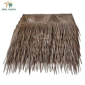 Outdoor fire retardant artificial thatch synthetic palm roof plastic palm panel roof thatch tile