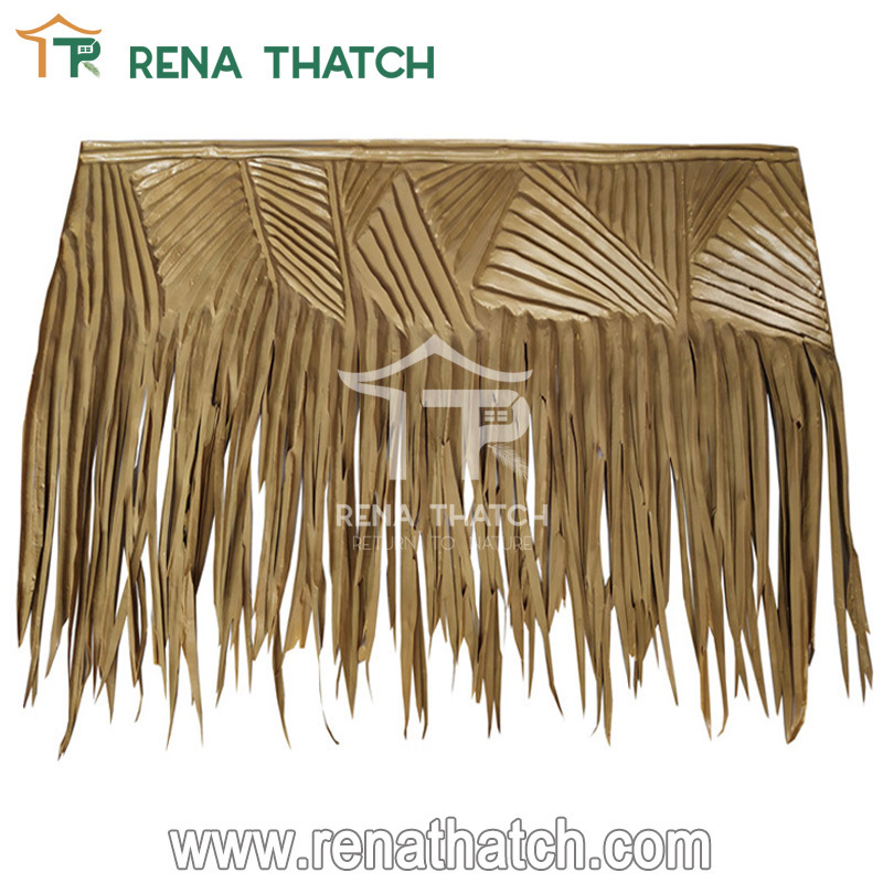 Fire rated synthetic palm cover leaf umbrella synthetic thatch roll palma synthetica