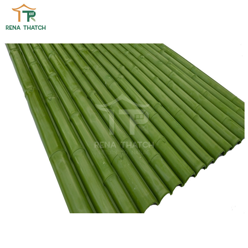 Recyclable artificial green color plastic bamboo screen synthetic bamboo fence artificial bamboo poles