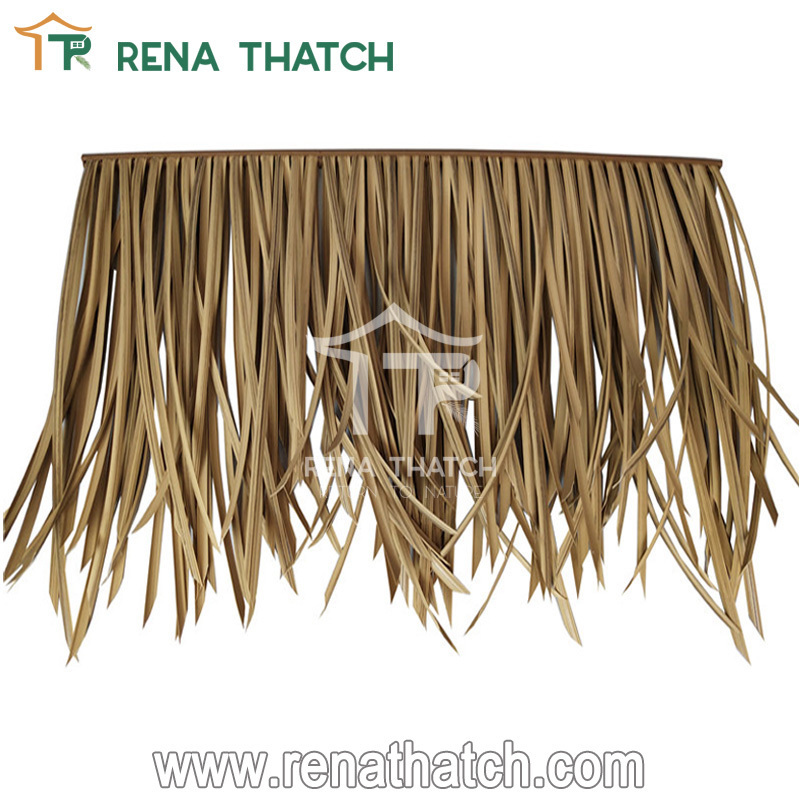 Popular fire resistance tiki hut synthetic thatch roll material roof beach umbrella thatch fiber palm