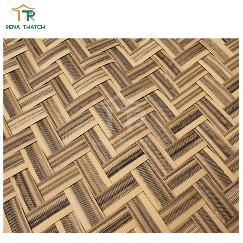 Synthetic Class A fire rated bamboo artificial weave rattan panels wall covering bamboo woven panels