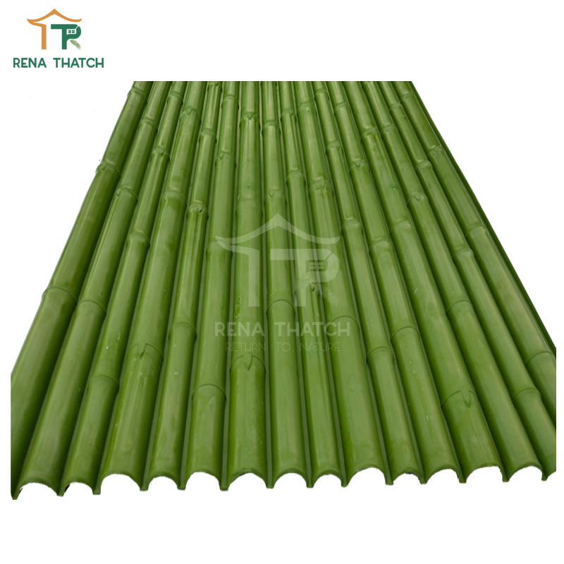 Recyclable artificial green color plastic bamboo screen synthetic bamboo fence artificial bamboo poles