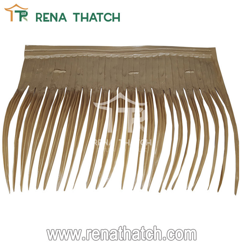 Simulated emulated artificial plastic artificial palm thatch panel roof tiles synthetic faux thatch fiber palm leaf