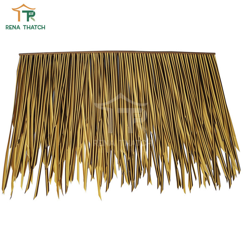 Popular fire resistance tiki hut synthetic thatch roll material roof beach umbrella thatch fiber palm