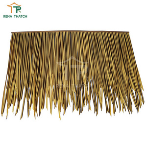 Popular fire resistance tiki hut synthetic thatch roll material roof beach umbrella thatch fiber palm