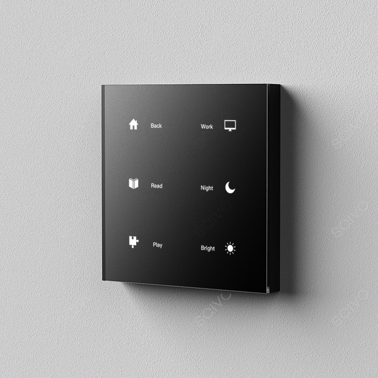 SQIVO Tuya zigbee 1/2/3/4/6 gang Black glass touch smart wall switch