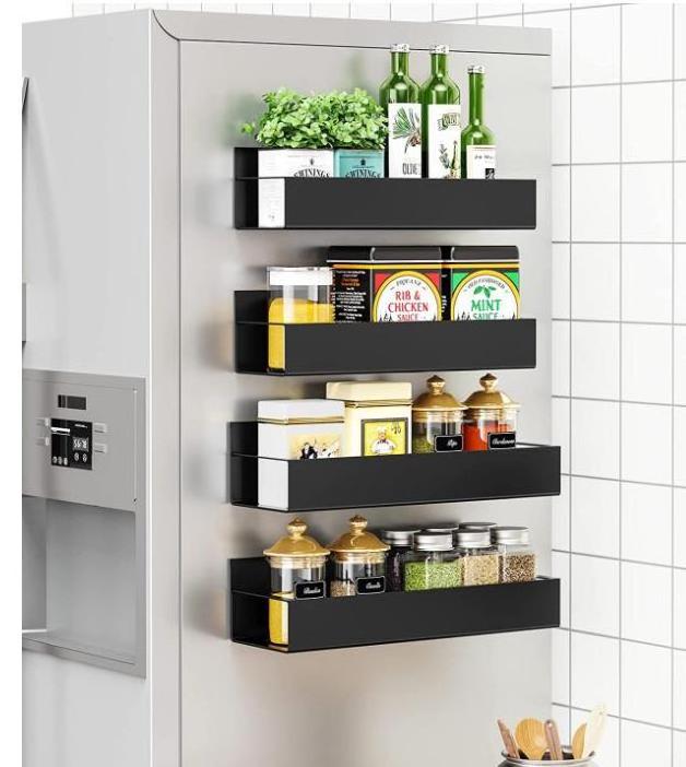 Multifunctional 4 Tier Magnetic Fridge Spice Rack Organizer Magnet Refrigerator Storage Shelf Microwave Oven Storage Rack