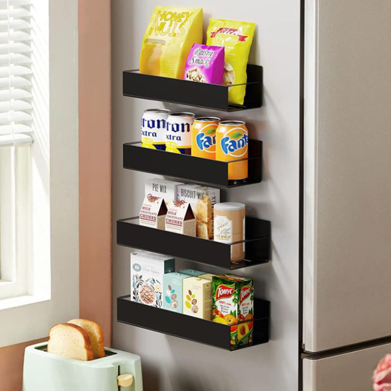 Multifunctional 4 Tier Magnetic Fridge Spice Rack Organizer Magnet Refrigerator Storage Shelf Microwave Oven Storage Rack