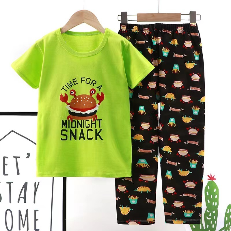 Wholesale Baby Clothes 100% Cotton 2pcs Short Sleeve Kids Summer Clothes Boy Pajamas