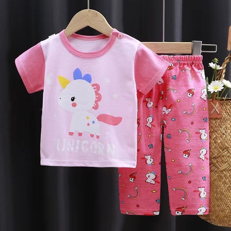 Wholesale Baby Clothes 100% Cotton 2pcs Short Sleeve Kids Summer Clothes Boy Pajamas