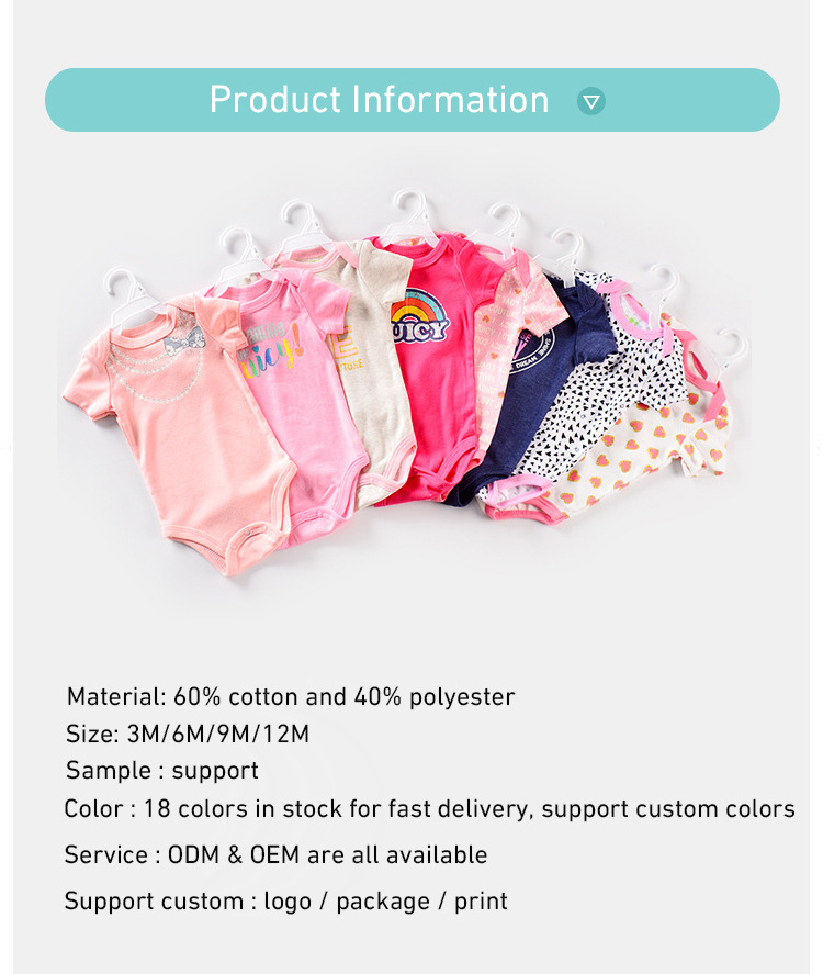 New Born Infant Clothes 100% Cotton Summer Baby Clothes Rompers Boy Girl Baby Bodysuit Baby Rompers