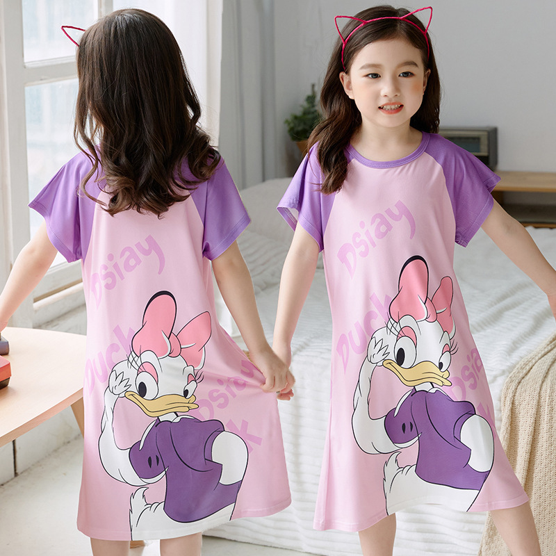 Princess short sleeve dress thin baby girl vest nightdress summer cartoon girl children's pajamas homewear kids cartoon pajamas