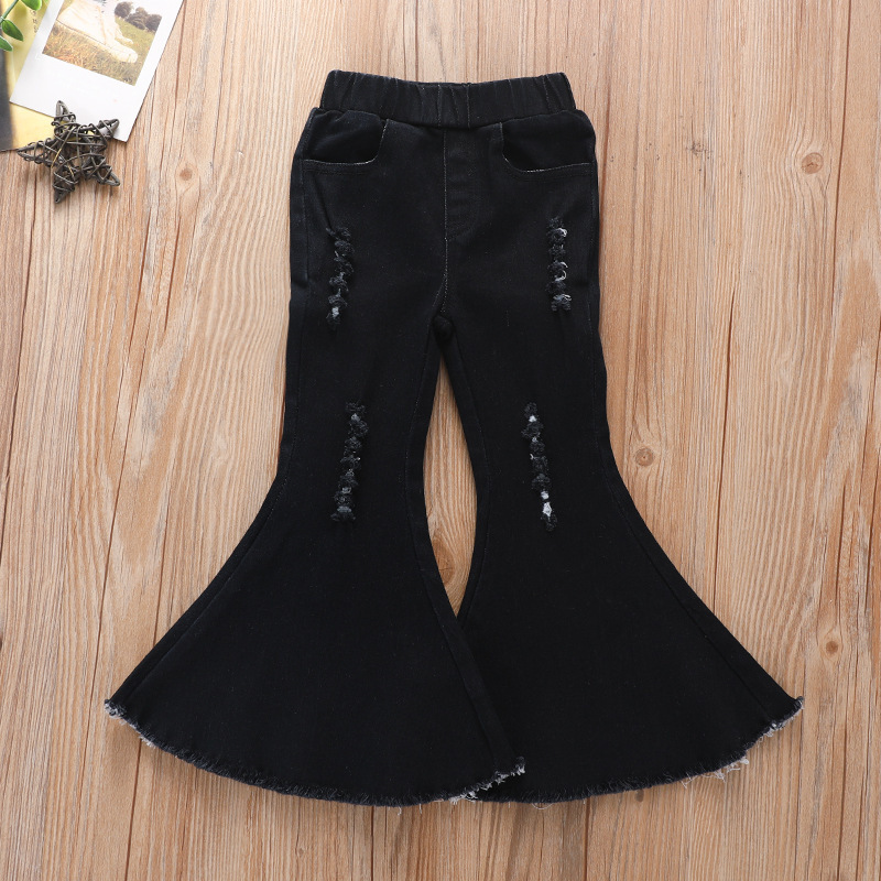 Girls Pants Europe and America Fashion Jeans Flared Trousers Children Toddler Baby Kids Denim Bell Bottom Boot Cut Pants