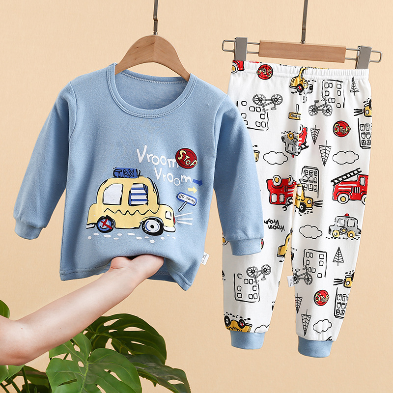 100% Cotton New Soft Sleeping Underwear Set Cartoon Pyjamas Kids Pajamas Sleepwear 2 Pcs Boy Cute Kids Pajamas Sets