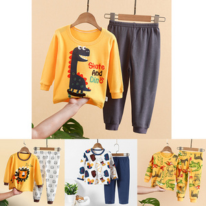 100% Cotton New Soft Sleeping Underwear Set Cartoon Pyjamas Kids Pajamas Sleepwear 2 Pcs Boy Cute Kids Pajamas Sets