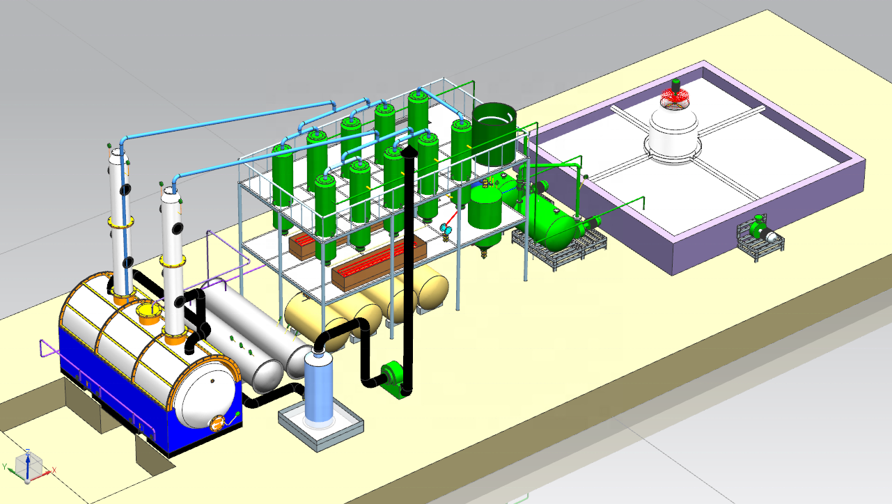 Good profit small scale waste tyre plastic pyrolysis oil to diesel fuel oil distillation plant