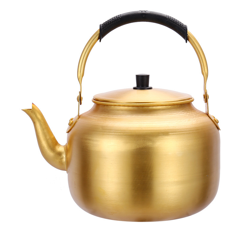 1L Korean Style Aluminum Yellow Pot Gold Tea Pot Restaurant Teapot Custom Boiling Water Kettle 1L Classy Aluminum Yellow Kettle