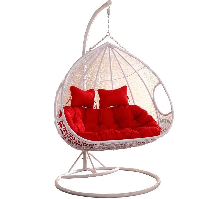 Modern Design Hot Selling Double Seats Egg Shaped Rattan Patio Swing