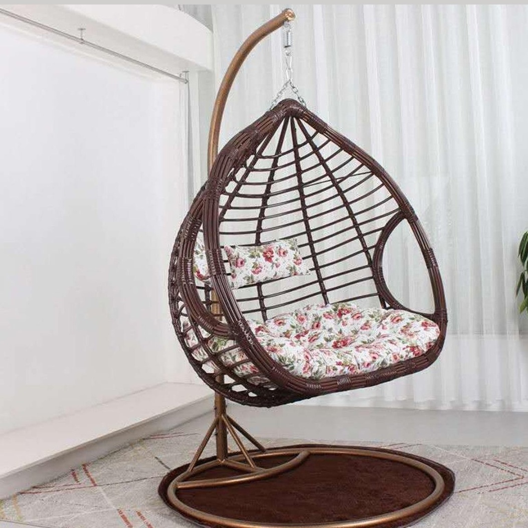 Modern Design Hot Selling Double Seats Egg Shaped Rattan Patio Swing