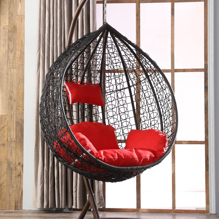 Egg Chair with Stand Patio Wicker Hanging Chair Indoor Outdoor Swing Chair all weather construction