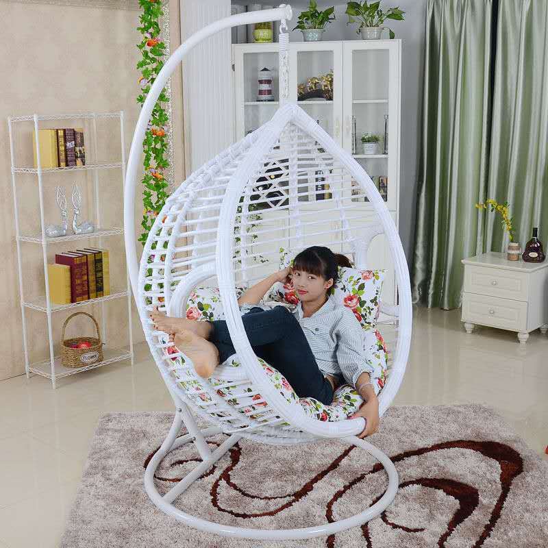 Outdoor Hotel Balcony Furniture Patio Swing Hanging Chair Kids Metal Wicker Rattan Egg Swing Chair with Stand