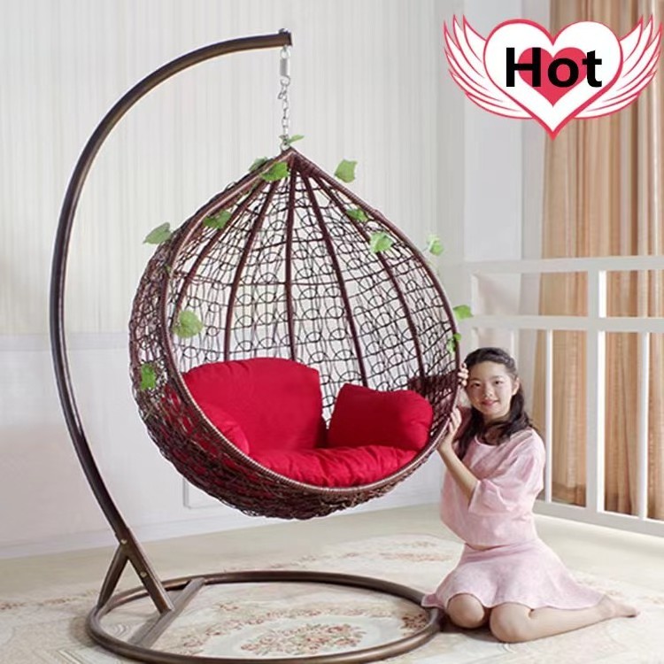 Hot Sale Single Seat Patio Swings Rattan Hanging Swing Egg Chair for Living Room Garden