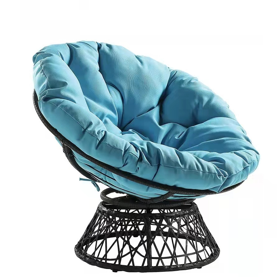 Modern Outdoor Papasan Chair Rattan Cushion Patio Swivel Dining Ball Chair Papasan Chair