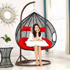 Modern Design Hot Selling Double Seats Egg Shaped Rattan Patio Swing