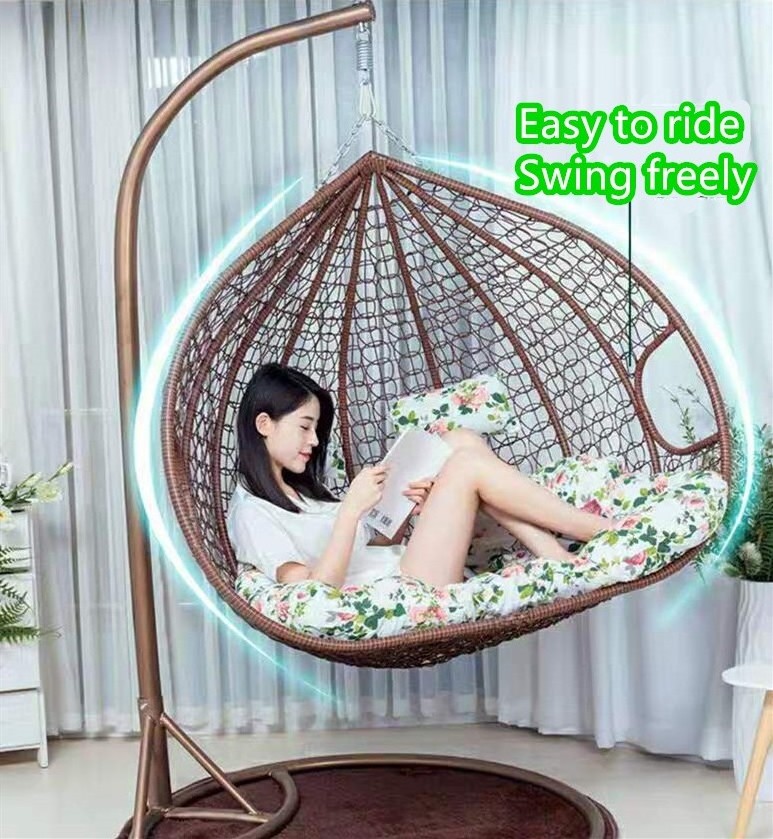 Low price swing pure manual double seat egg white rattan courtyard swing chair