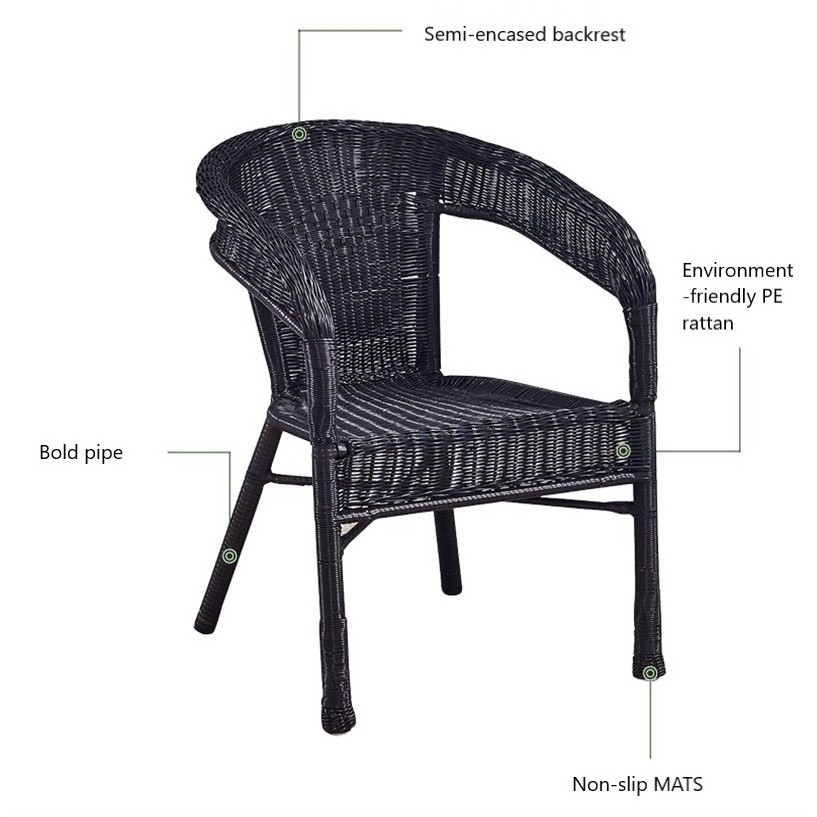 Modern Restaurant Hotel Garden Patio Chair  PE Wicker Stackable Dining Chair - Classic Stylecourtyard cane makes up furniture