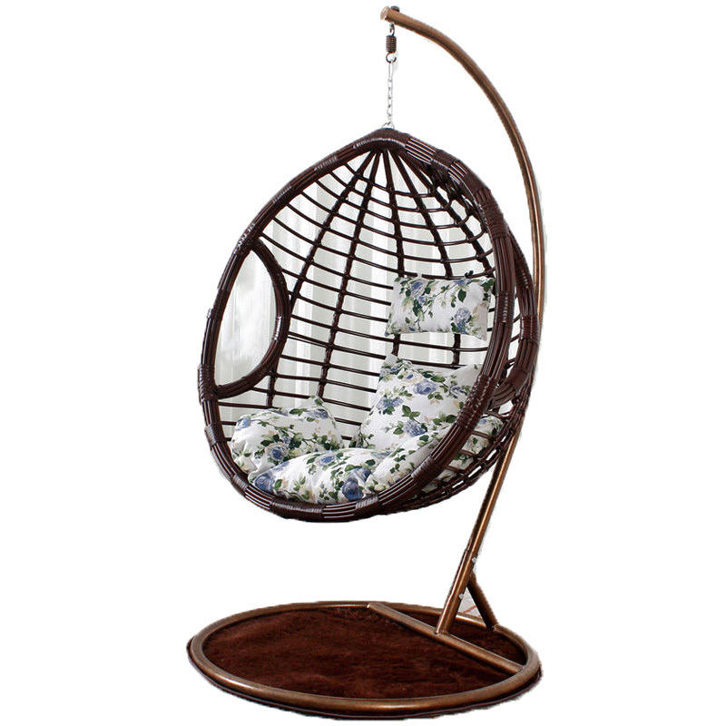 Cheap portable modern rattan egg-shaped suspension swing chair