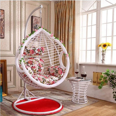 Cheap portable modern rattan egg-shaped suspension swing chair