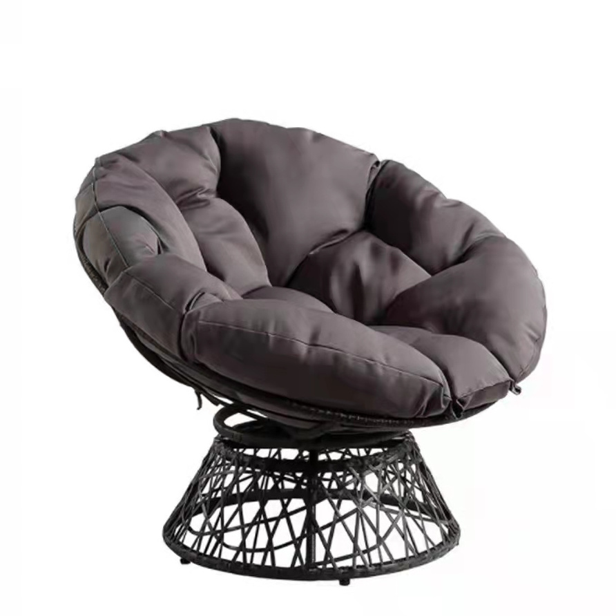 Modern Outdoor Papasan Chair Rattan Cushion Patio Swivel Dining Ball Chair Papasan Chair