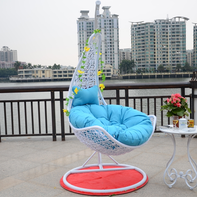 Unique design leaf shape PE rattan hanging swing chair