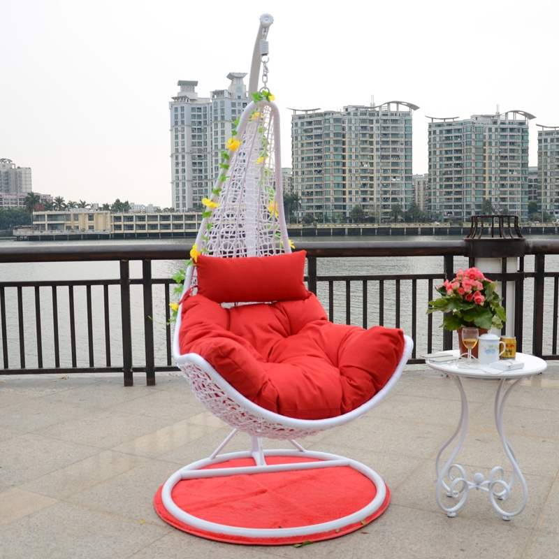 Unique design leaf shape PE rattan hanging swing chair