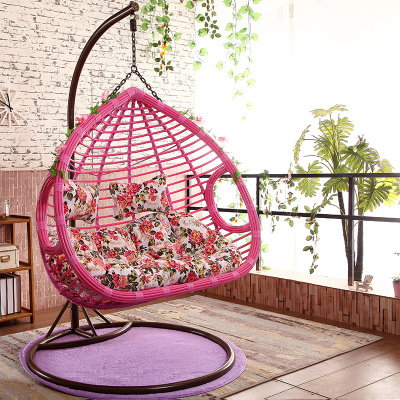 Low price swing pure manual double seat egg white rattan courtyard swing chair