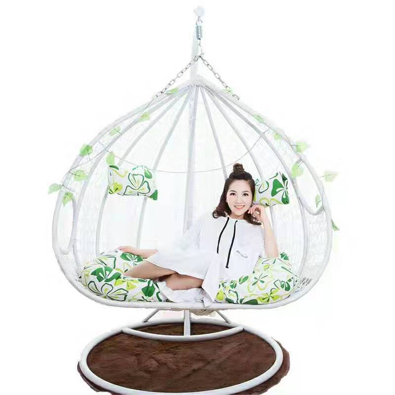 Low price swing pure manual double seat egg white rattan courtyard swing chair