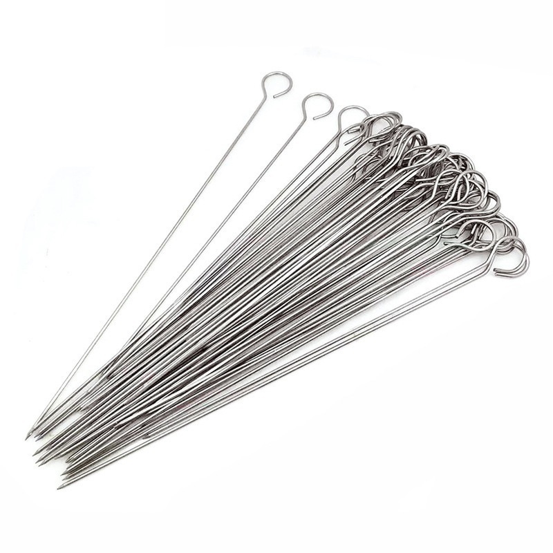 Hot 20xm 25cm 30cm Sale Food Grade Metal Skewers Chrome Plated Bbq Meat Skewers Stainless Steel