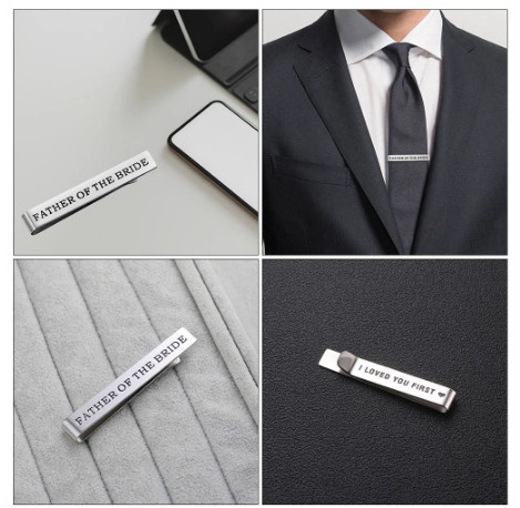 Classic Style Men'S Tie Clip Stainless Steel Wallet Anniversary Party Meeting Gift Custom Logo